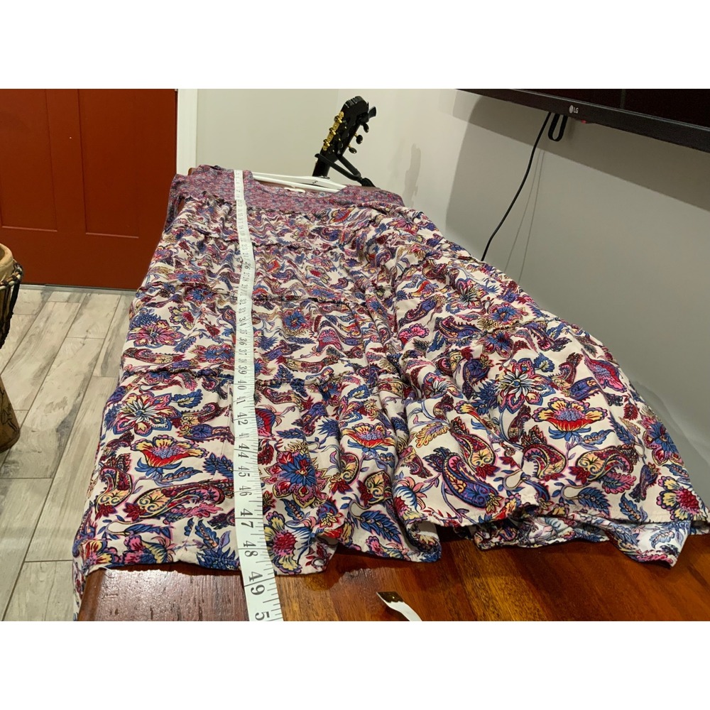 Natural Life Womens Mixed Floral Paisley Tiered Maxi Dress Purple Pink Size M - Picture 5 of 10